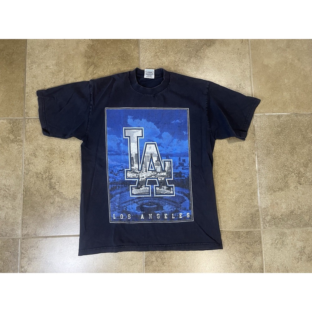 VTG Pro Club Heavyweight T-Shirt Mens Sz L Black Los Angeles LA Dodgers USA Made